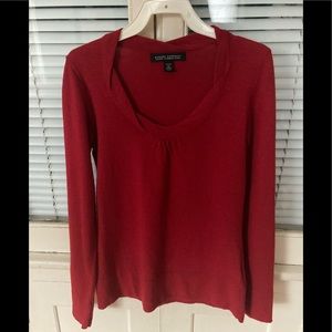 Banana Republic red sweater with unique design neckline